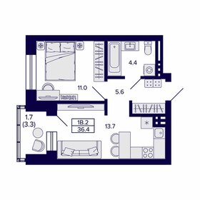 47,7 м², 1-комнатная квартира 4 900 000 ₽ - изображение 37