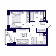 Квартира 36,4 м², 1-комнатная - изображение 3