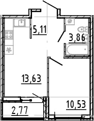 Квартира 35,9 м², 1-комнатная - изображение 1