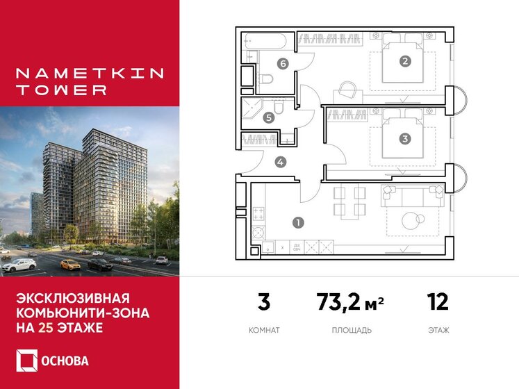 73,2 м², 3-комнатные апартаменты 23 167 800 ₽ - изображение 1