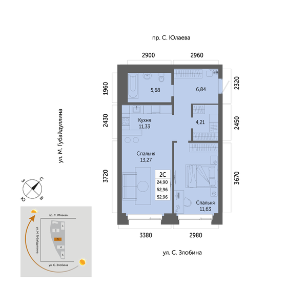 53 м², 2-комнатная квартира 9 162 100 ₽ - изображение 1