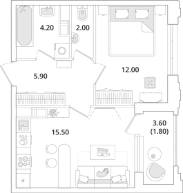 45,7 м², 1-комнатная квартира 8 800 000 ₽ - изображение 162