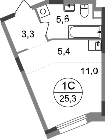 Квартира 25,3 м², студия - изображение 1