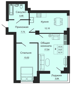 55,3 м², 2-комнатная квартира 5 500 000 ₽ - изображение 58