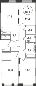 82,9 м², 3-комнатная квартира 19 429 286 ₽ - изображение 79