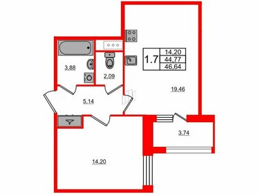 44,8 м², 1-комнатная квартира 10 850 099 ₽ - изображение 6