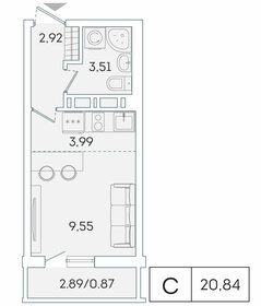 20,8 м², квартира-студия 3 592 636 ₽ - изображение 21