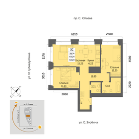 Квартира 64,2 м², 3-комнатная - изображение 1