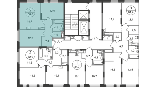 Квартира 56 м², 2-комнатная - изображение 2