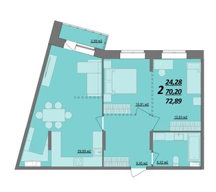 Квартира 72,9 м², 2-комнатная - изображение 1