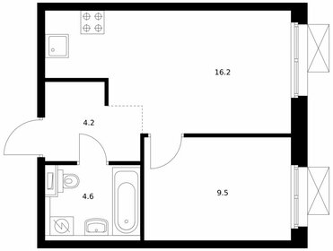 Квартира 34,5 м², 1-комнатная - изображение 1