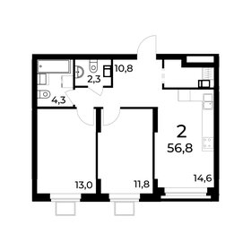 Квартира 56,8 м², 2-комнатная - изображение 1