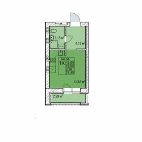 Квартира 21,5 м², студия - изображение 1