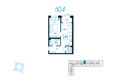 50 м², 1-комнатная квартира 8 299 000 ₽ - изображение 52
