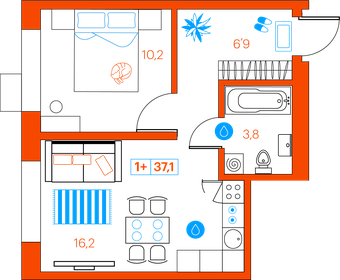 37,2 м², 1-комнатная квартира 4 200 000 ₽ - изображение 116