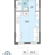 Квартира 22 м², студия - изображение 2