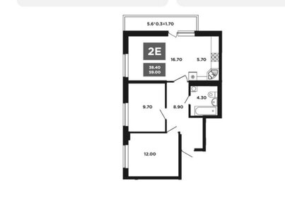 Квартира 59,3 м², 2-комнатная - изображение 1