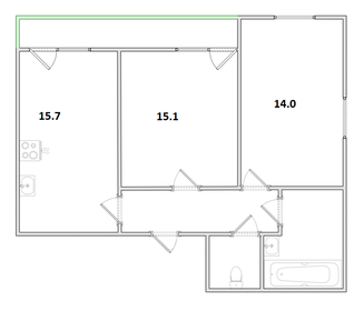 Квартира 57,7 м², 2-комнатная - изображение 1