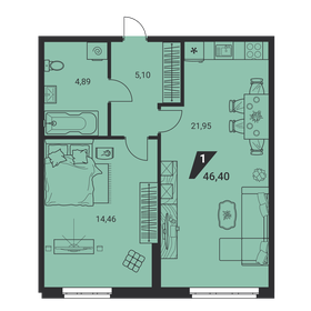 46,4 м², 1-комнатная квартира 6 880 381 ₽ - изображение 19