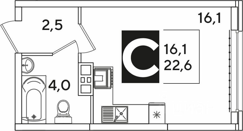 22,6 м², квартира-студия 3 294 000 ₽ - изображение 15