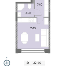 Квартира 22,4 м², студия - изображение 2