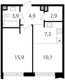 Квартира 45 м², 1-комнатная - изображение 1