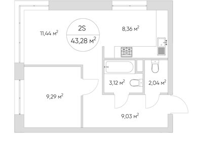 44 м², 2-комнатные апартаменты 15 162 921 ₽ - изображение 12