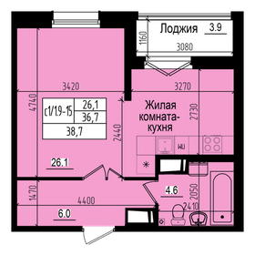 Квартира 38,7 м², студия - изображение 1