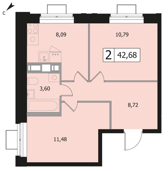 42,7 м², 2-комнатная квартира 9 112 180 ₽ - изображение 26