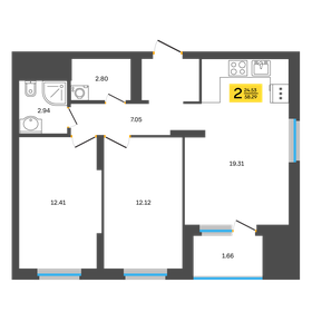 59,2 м², 2-комнатная квартира 4 500 000 ₽ - изображение 64