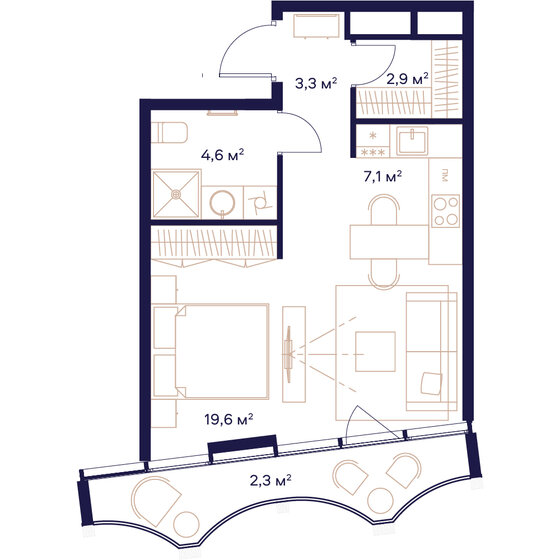 39,8 м², квартира-студия 22 647 200 ₽ - изображение 1