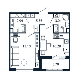 Квартира 34 м², 1-комнатная - изображение 1