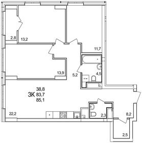 82,3 м², 3-комнатная квартира 12 650 000 ₽ - изображение 66