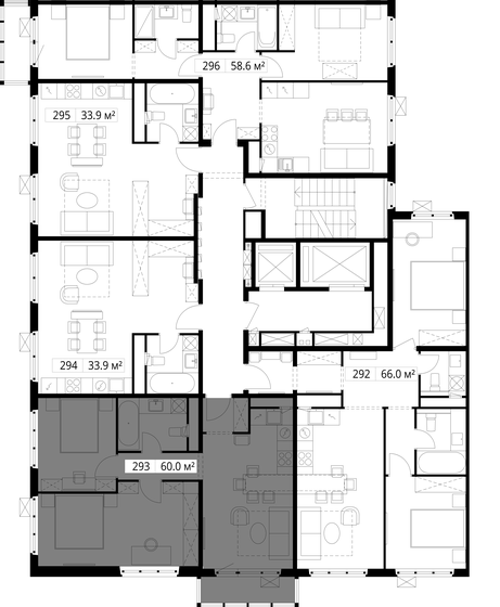 58 м², 2-комнатная квартира 8 900 000 ₽ - изображение 93