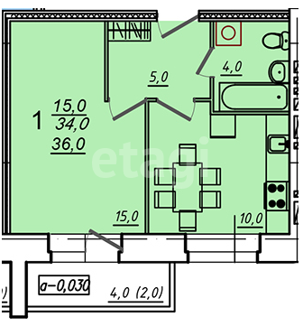 36 м², 1-комнатная квартира 3 492 000 ₽ - изображение 45