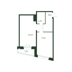 Квартира 54,4 м², 1-комнатная - изображение 3