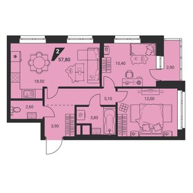 Квартира 57,8 м², 3-комнатная - изображение 2