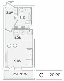 20,9 м², квартира-студия 3 935 342 ₽ - изображение 44