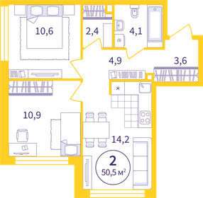 47,7 м², 2-комнатная квартира 5 900 000 ₽ - изображение 64