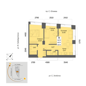 Квартира 63,8 м², 3-комнатная - изображение 1