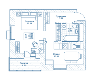 37,3 м², 1-комнатная квартира 4 364 100 ₽ - изображение 36