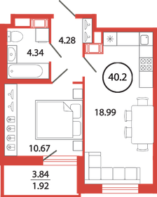 40,5 м², 1-комнатная квартира 7 648 011 ₽ - изображение 67