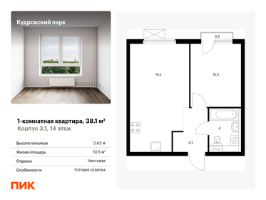 Квартира 38,1 м², 1-комнатная - изображение 1