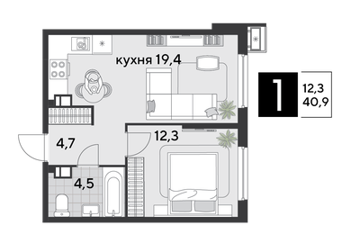 37,9 м², 1-комнатная квартира 7 053 191 ₽ - изображение 27