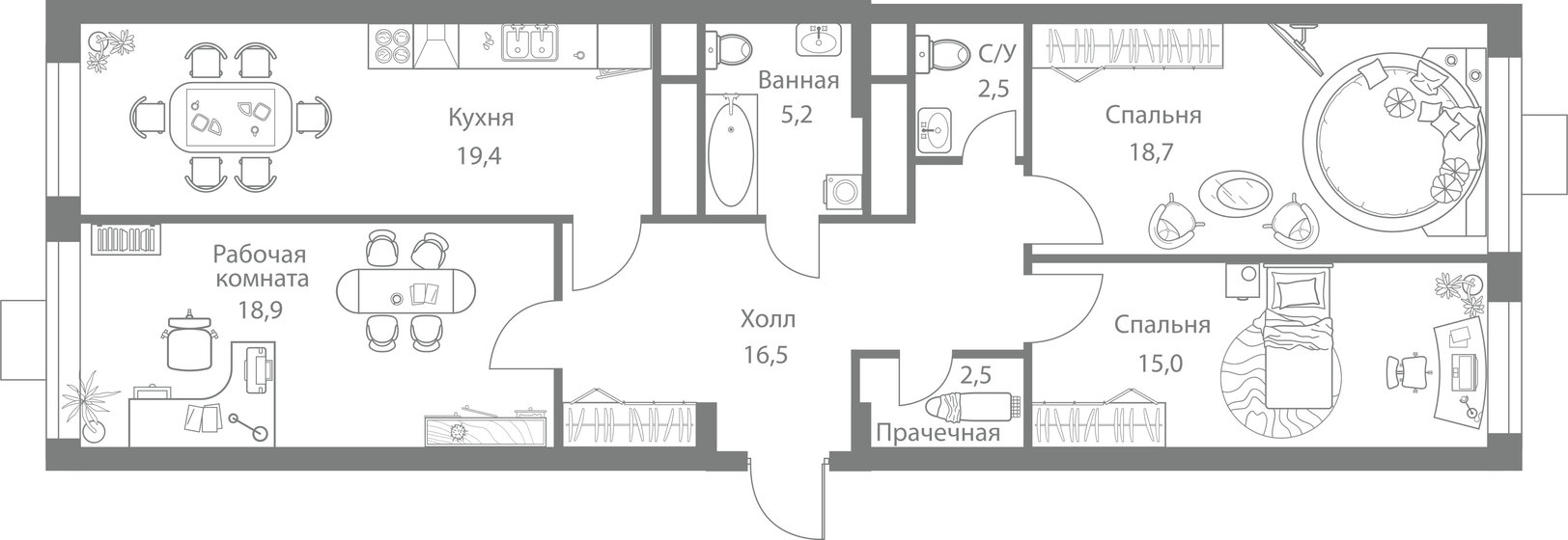 98,7 м², 3-комнатная квартира 23 490 600 ₽ - изображение 1