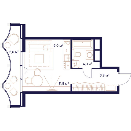 29,9 м², квартира-студия 17 631 700 ₽ - изображение 1