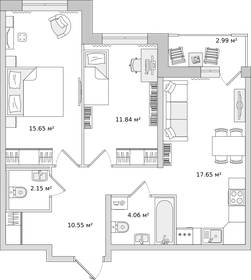 Квартира 61,2 м², 2-комнатная - изображение 1