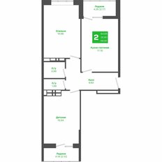 Квартира 68,9 м², 2-комнатная - изображение 2