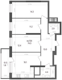 74,7 м², 3-комнатная квартира 8 311 170 ₽ - изображение 33