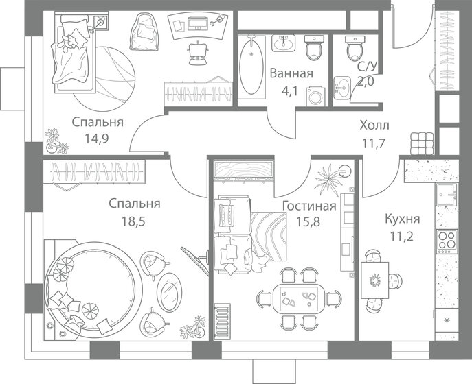 78,2 м², 3-комнатная квартира 23 044 564 ₽ - изображение 14